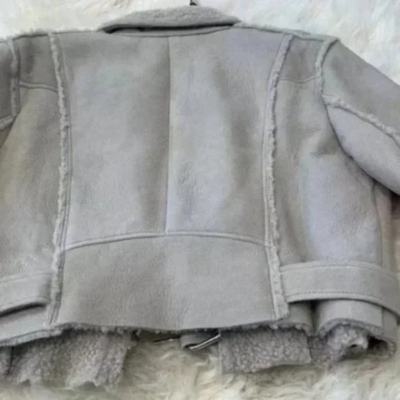 IRO Biege Synal Winter Shearling Sheepskin Moto Jacket Coat. 36 / S size - Picture 8 of 15